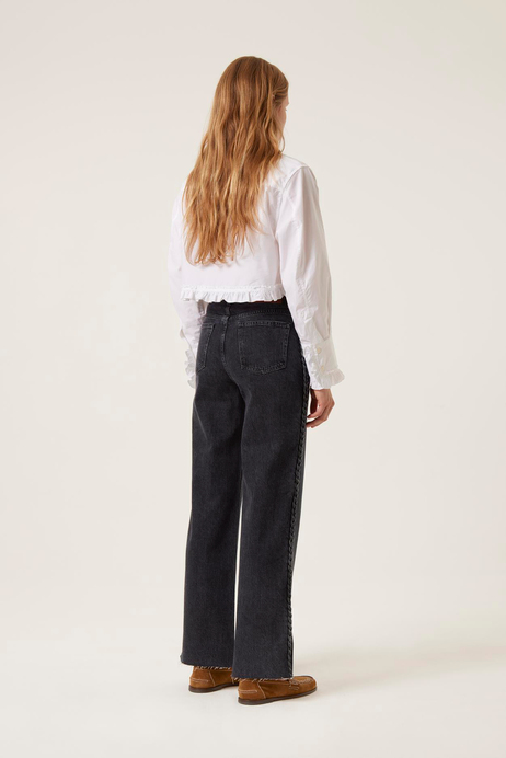 Örgü Detaylı Denim Pantolon