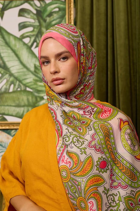 Marrakech Koleksiyon Soft Şal Soft Pembe Yeşil 3048-12
