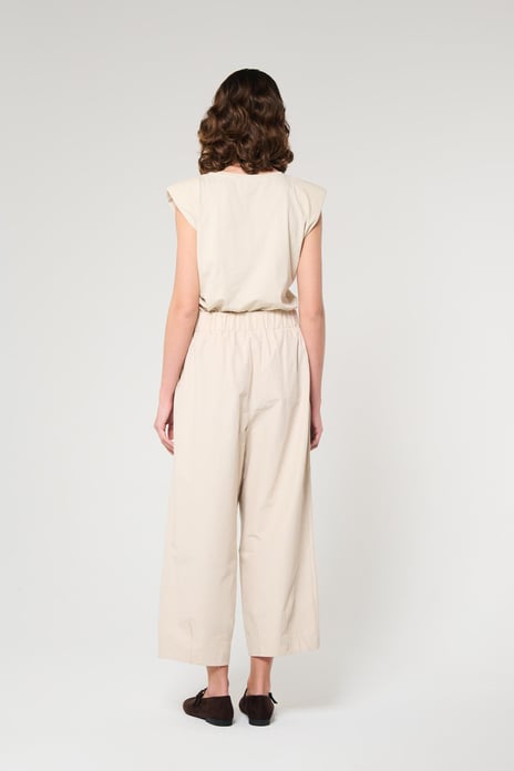 Ekru Renk Crop Pantolon