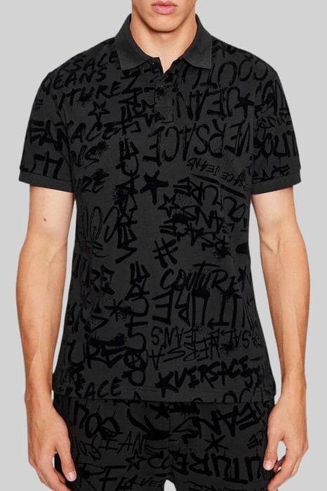 Versace Jeans Couture Erkek Polo Yaka T-Shirt Siyah 899