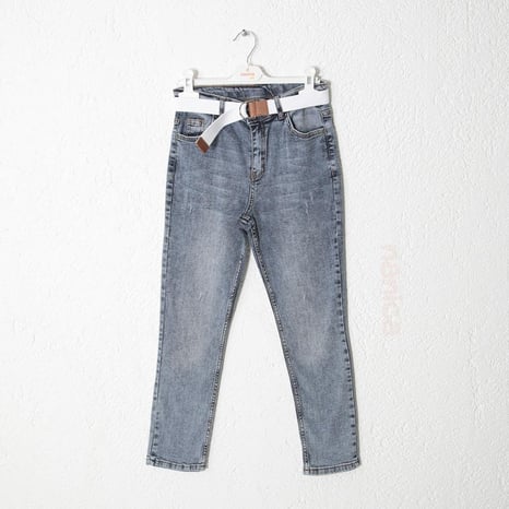 Erkek Çocuk Kemerli Beli Lastikli Denim Pantolon 1-5 Yaş