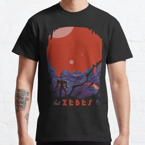 visit zebes Tasarım Baskılı Unisex Tişört (Bol kalıp t-shirt)