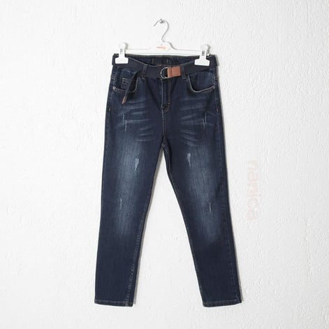 Erkek Çocuk Kemerli Beli Lastikli Denim Pantolon 1-5 Yaş