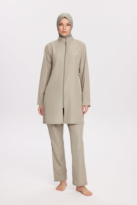 HaşemaHaşema Yeşil Dokuma 5 Parça Tam Tesettür Mayo Takımı 6026