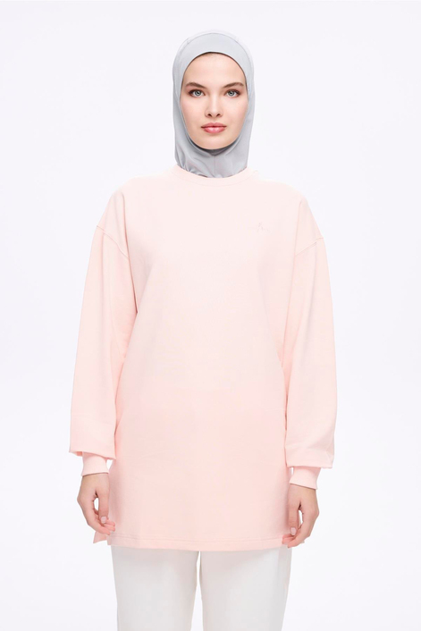 HaşemaHaşema Yumuşak Dokulu Oversize Pudra Basic Günlük Sweatshirt ACT-22
