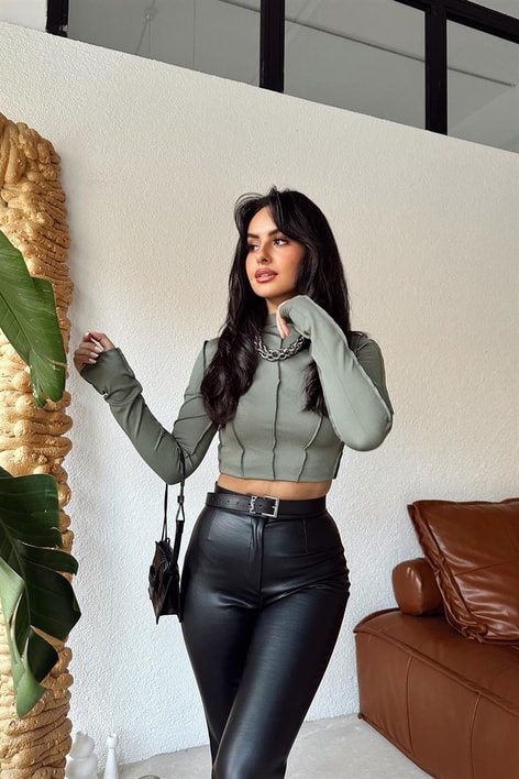 Korsaj Dik Yaka Bluz Yeşil