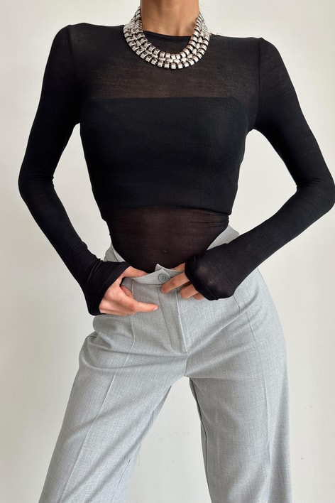 Pamuklu İnce Bluz Siyah