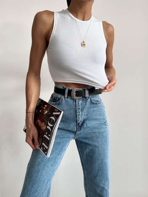 Sıfır Kol Crop Beyaz