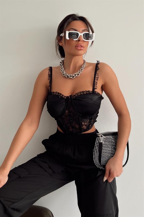 Transparan Dantel Büstiyer Siyah