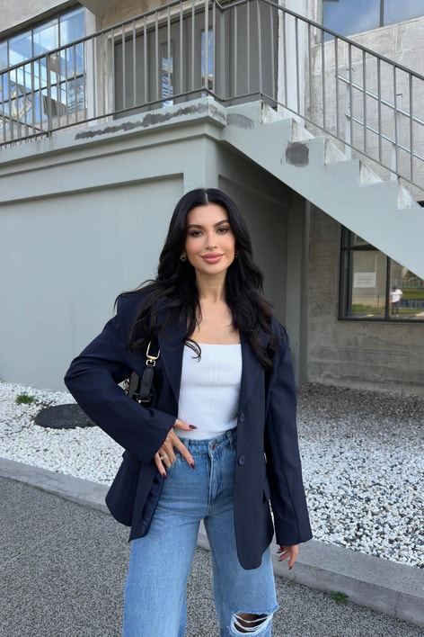 Blazer Kruvaze Ceket Lacivert