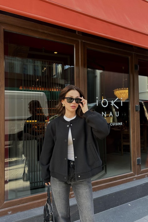 Keçe Bomber Ceket Siyah