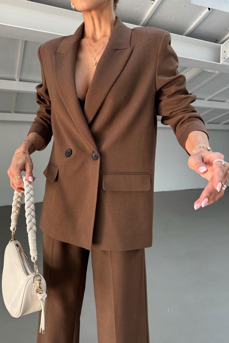 Kruvaze Blazer Ceket Kahve