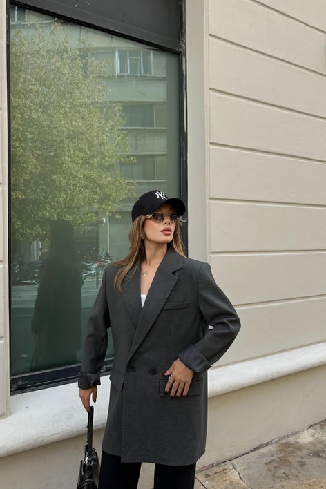 Orj Marka Çift Düğme Blazer Antrasit