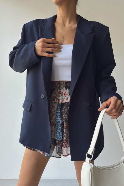 Oversize Blazer Ceket Lacivert