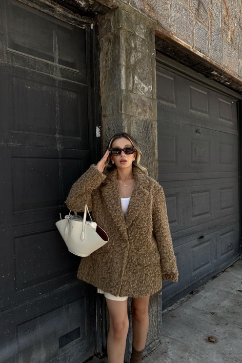 Yün Oversize Blazer Ceket Camel