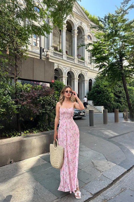 Askılı Jessica Elbise Pembe