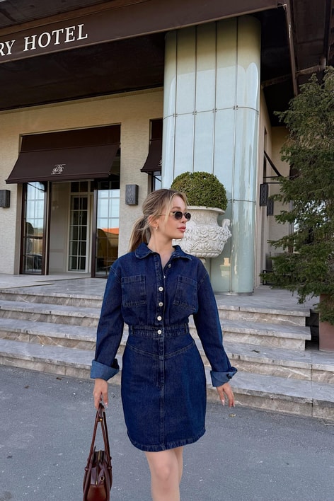 Denim Kısa Ebise Lacivert
