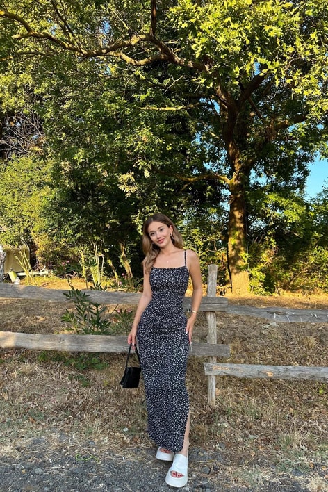 Drape Detaylı Elbise Siyah