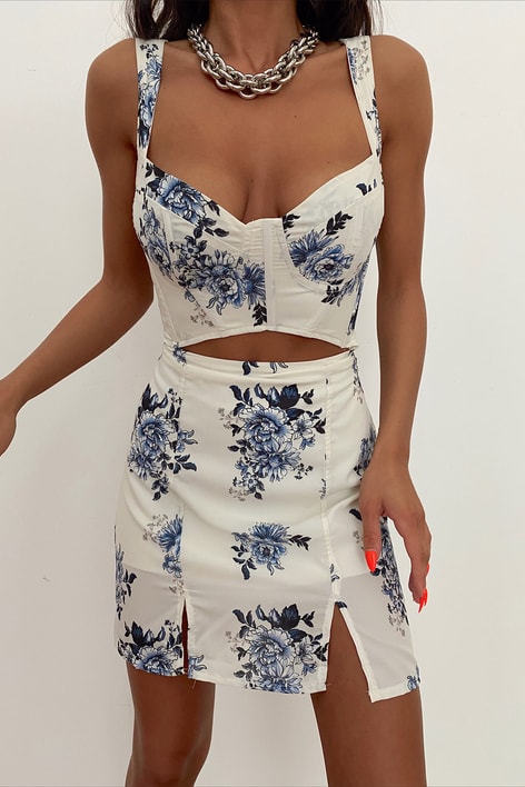 Cut Out Camellia Elbise Beyaz