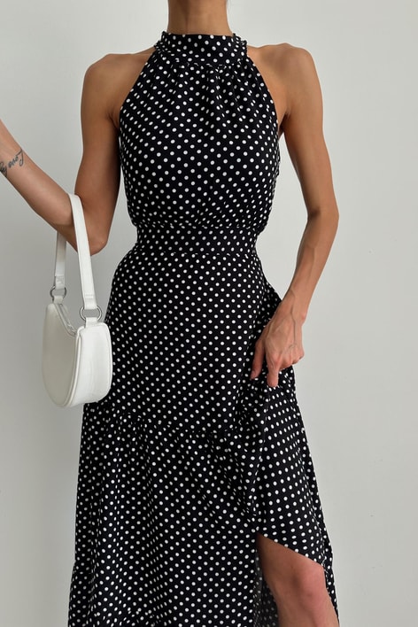 Puantiye Elbise Siyah