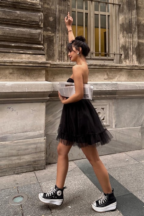 Straplez Aurora Elbise Siyah