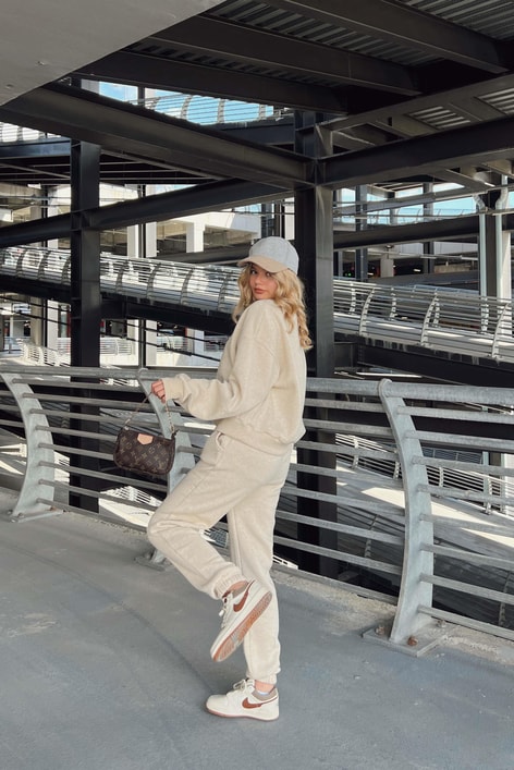 Beli Lastikli Relax Eşofman Altı Bej Melanj