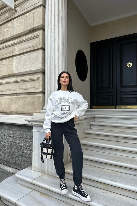 Dikiş detay Eşofman Altı Antrasit