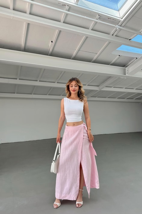 Keten Anvelop Etek Pembe