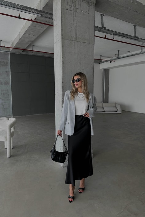 Maxi Saten Etek Siyah