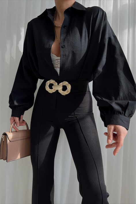 Basic Oversize Gömlek Siyah