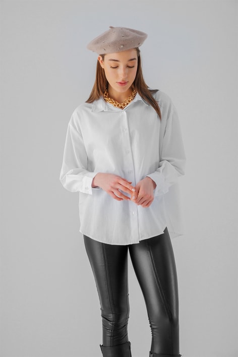 Basic Poplin Gömlek Beyaz