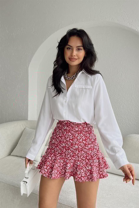 Basic Süs Cep Gömlek Beyaz