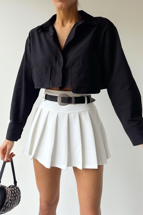 Crop Tasarım Gömlek Siyah