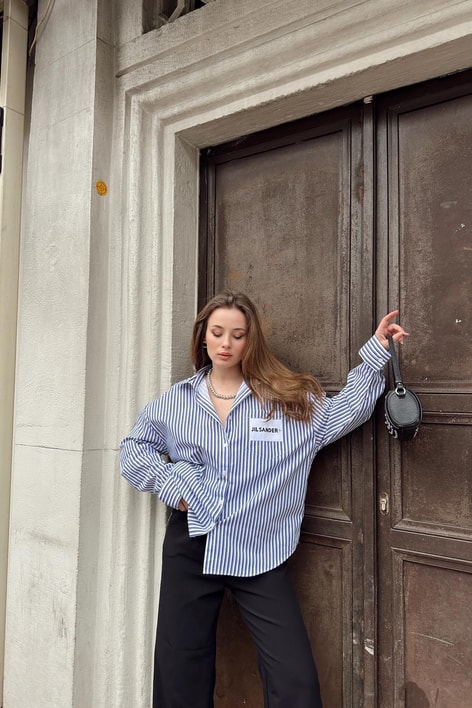 Jılsander Poplin Gömlek Lacivert