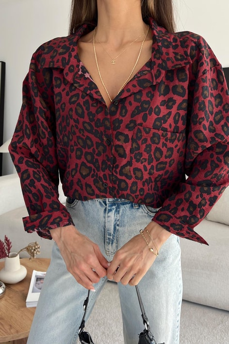 Leo Oversize Gömlek Bordo
