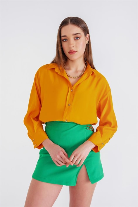 Loose Fit Basic Gömlek Oranj