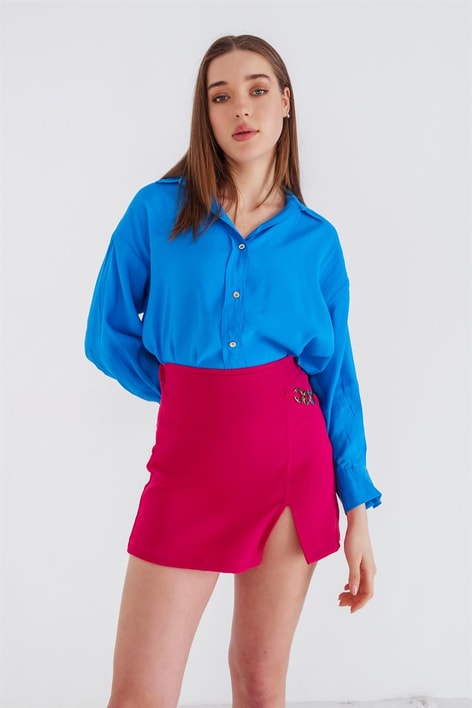 Loose Fit Basic Gömlek Saks Mavisi