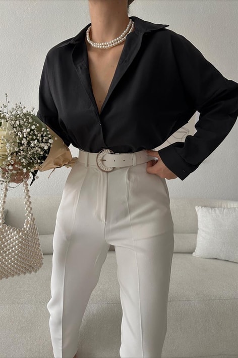 Oversize Basic Gömlek Siyah
