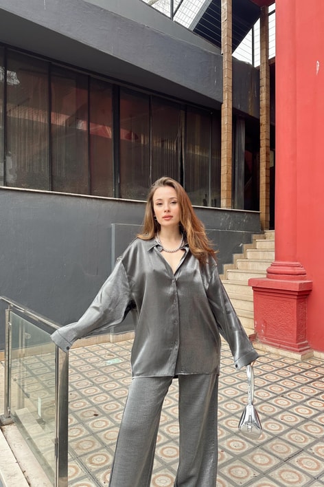 Shine Oversize Gömlek Antrasit