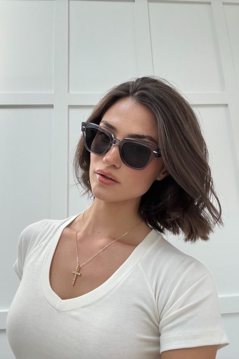 Gümüş Detalı Basic Gözlük Gri