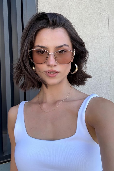 Kesik Cam Cat-Eye Miu Miu Gözlük Hardal