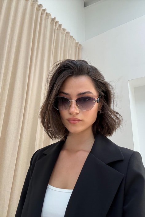 Miu Miu Cat-Eye Gözlük Mavi-Haki