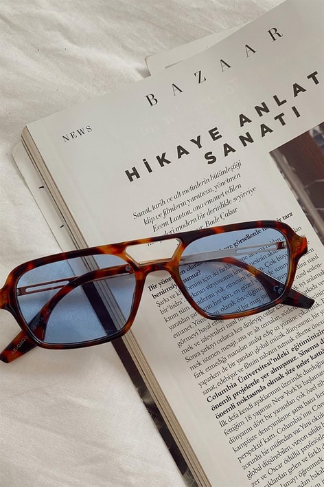 Nia Leopard Güneş Gözlüğü Mavi