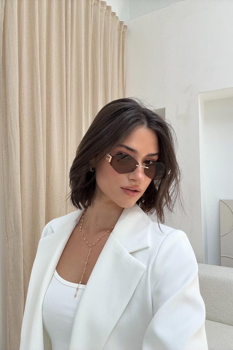 The Retro Altıgen Miu Miu Gözlük Kahve