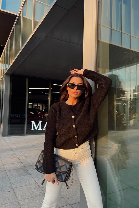 Gold Düğme Yumoş Hırka Siyah