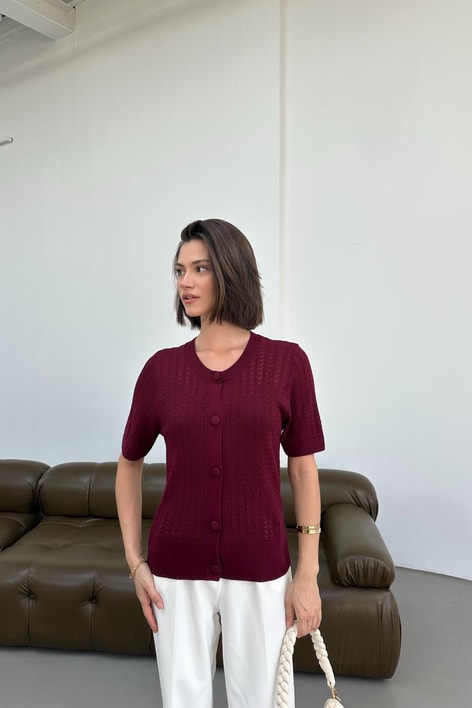 Merserize Hırka Bordo