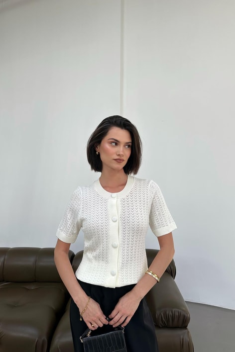 Merserize Hırka Ekru