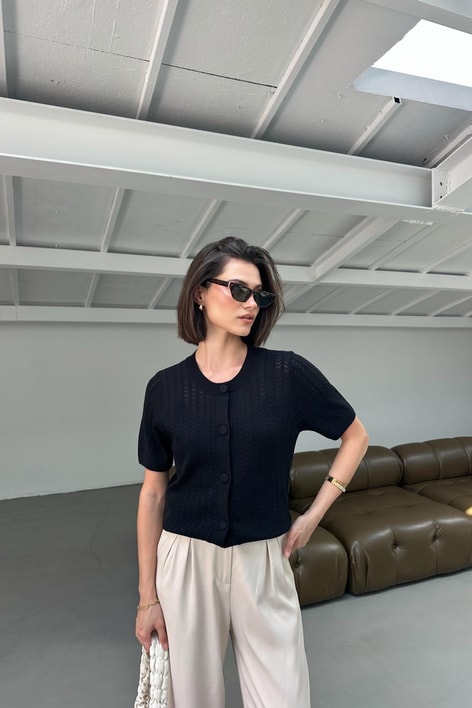 Merserize Hırka Siyah