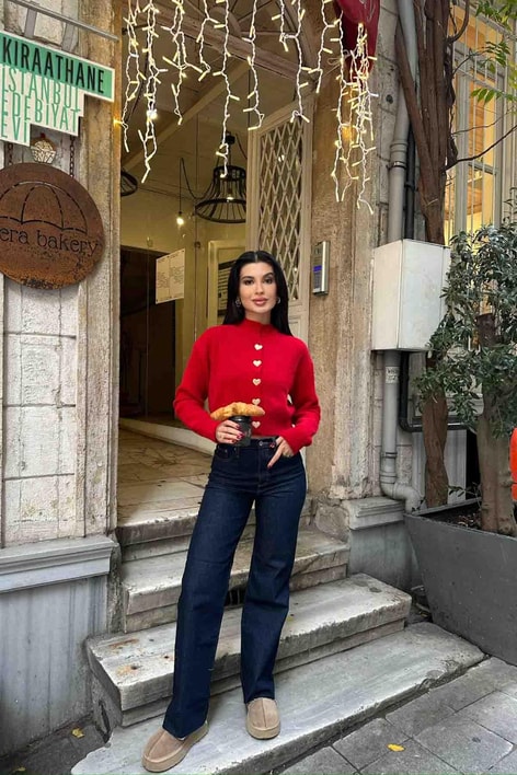 Paris Love Hırka Kırmızı