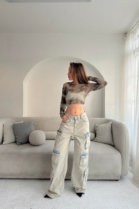 Baggy Cargo Jean Yeşil